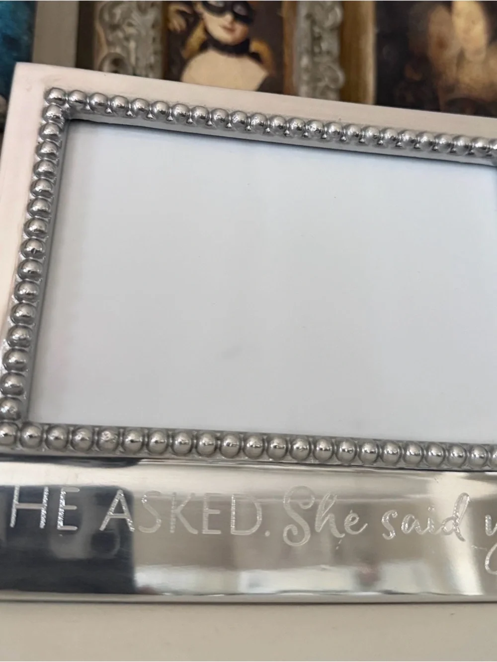 Mariposa He Asked She Said Yes Beaded 4x6 Photo Frame